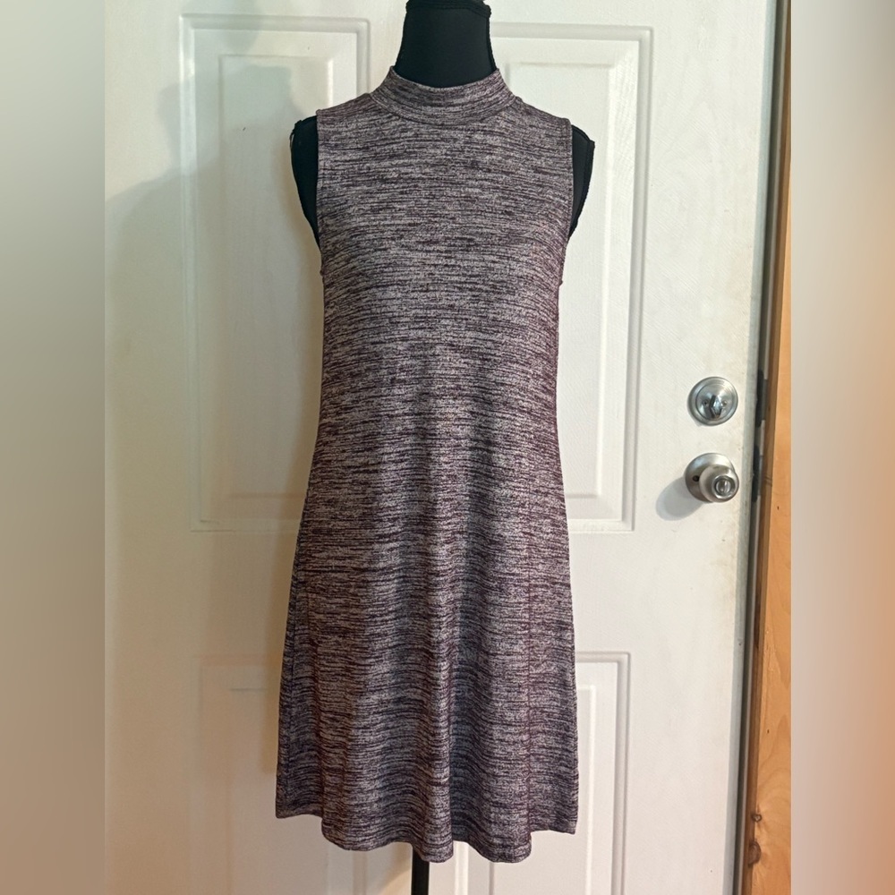 Market & Spruce Vega Knit mock-neck dark purple heathered dress Size Small NWT